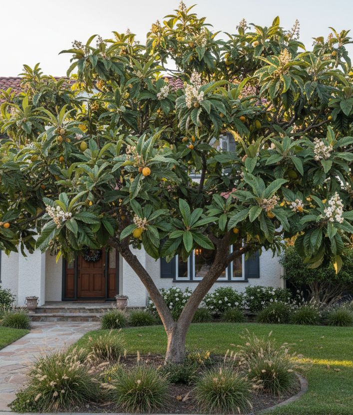 Eriobotrya Japonica in front of house