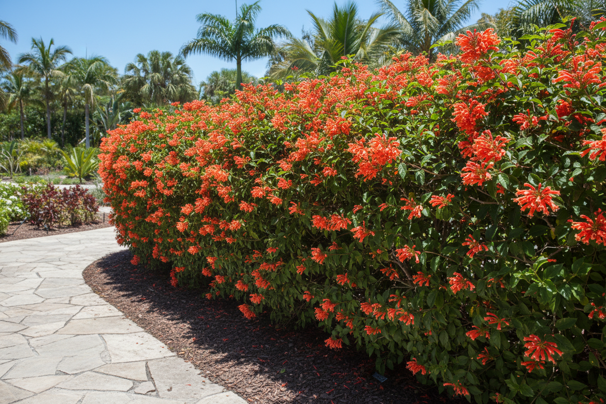Native Firebush (Hamelia Patens) as a hedge