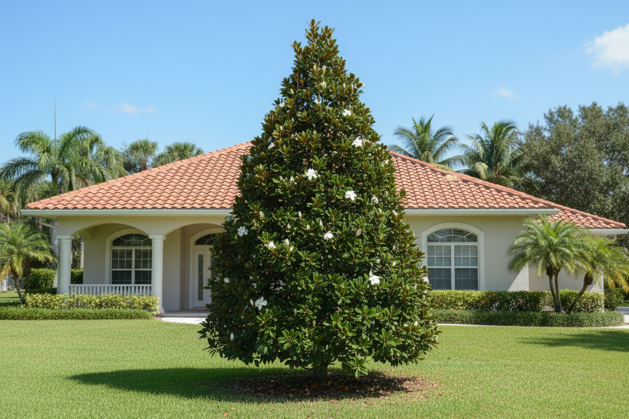 little gem magnolia planted next to house All sizes of Little Gem Magnolias – Stunning Florida Native for Your Landscape! Locally Grown in Florida! – Flowing Well Tree Farm