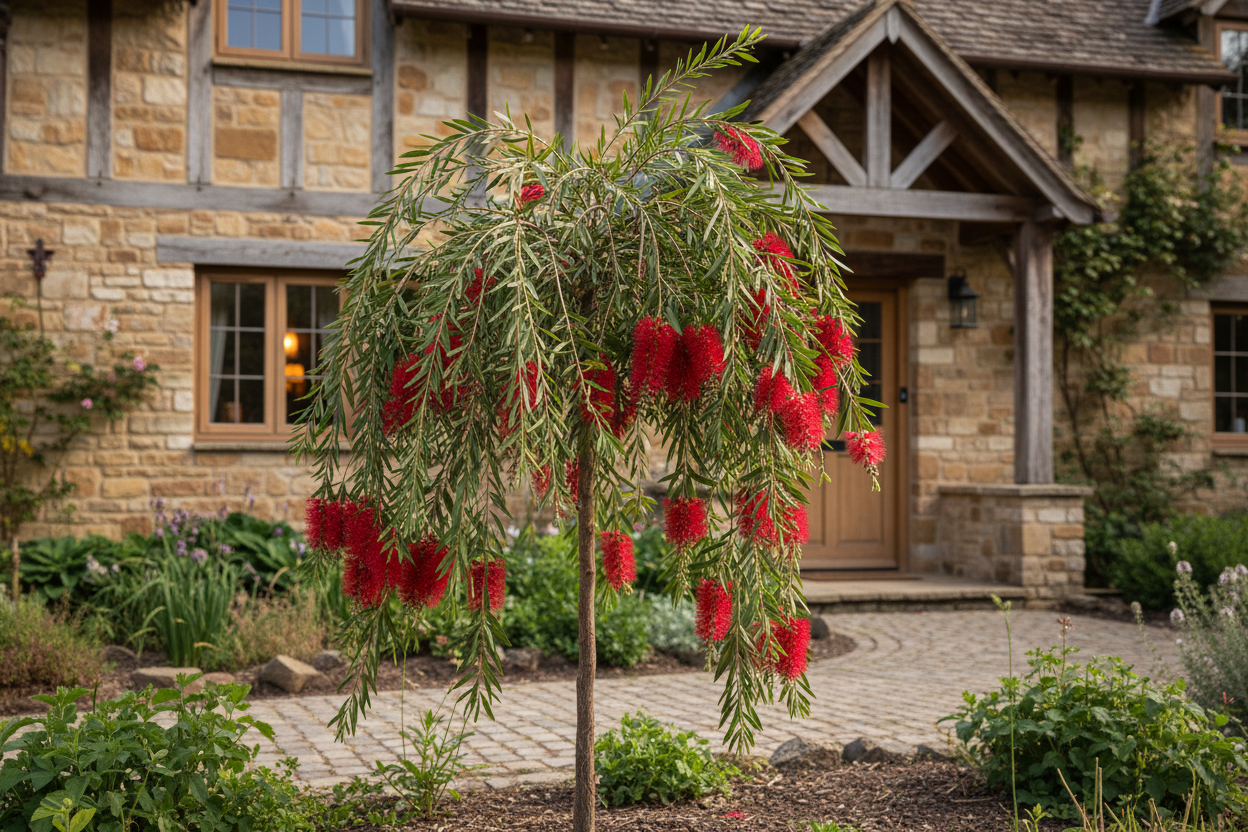 Weeping bottle brush country house flowing well tree farm