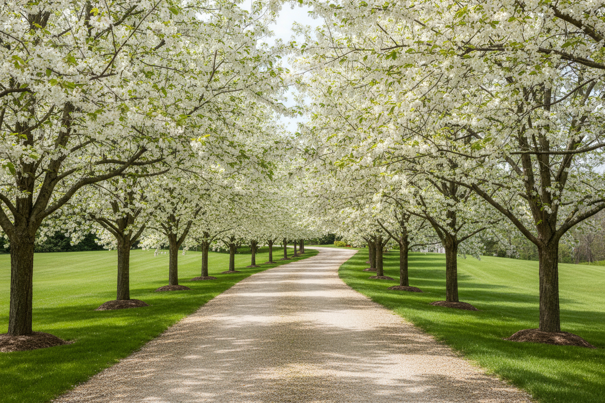 American Fringe Tree (Chionanthus Virginicus) down each side of driveway