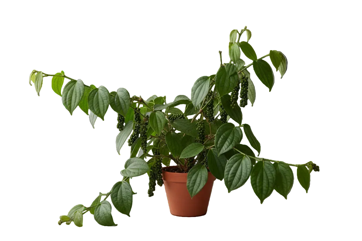 Black Pepper Vine (Piper Nigrum) grey background