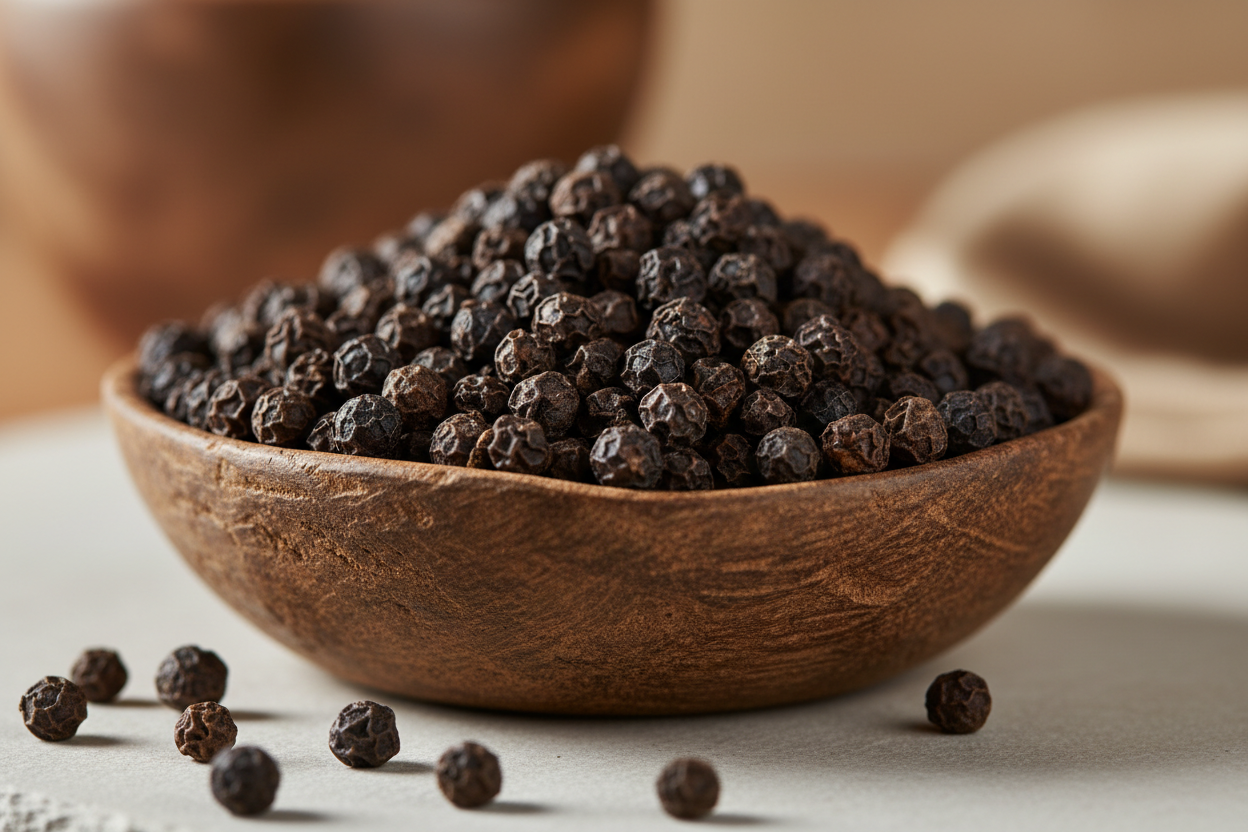 Black Pepper Vine (Piper Nigrum) dried in bowl