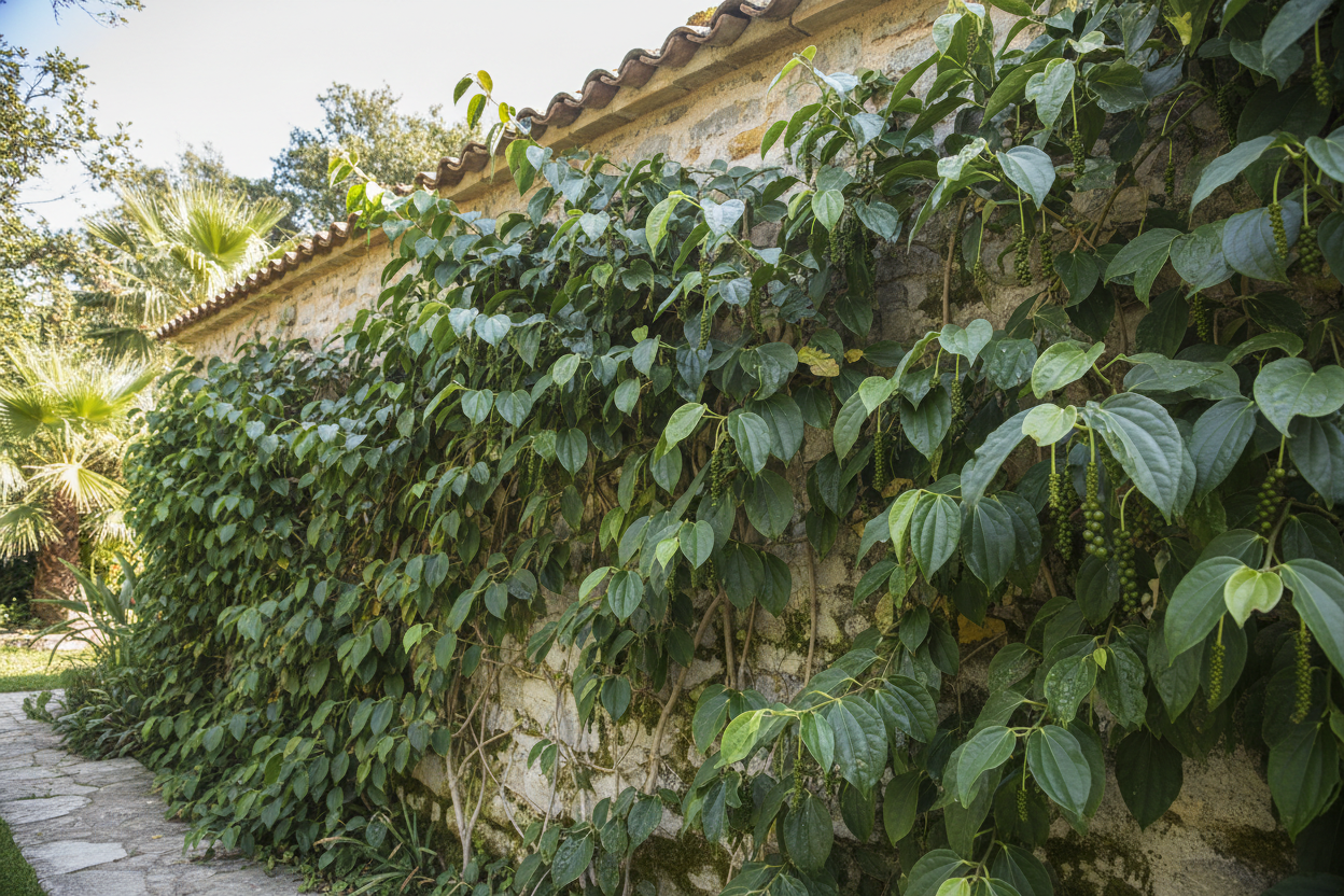 Black Pepper Vine (Piper Nigrum) on house