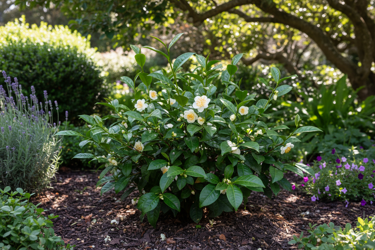 Camellia Tea Plant (Camellia Sinensis) in garden