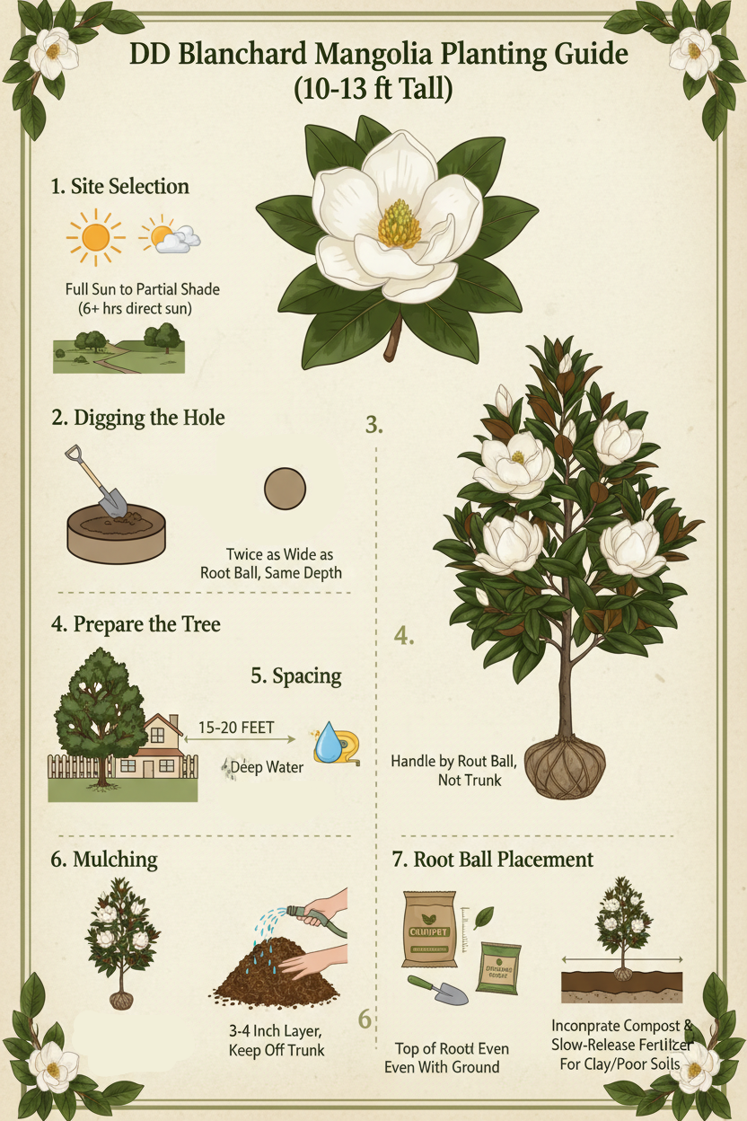 DD Blanchard Magnolia (Magnolia Grandiflora) 10-13FT