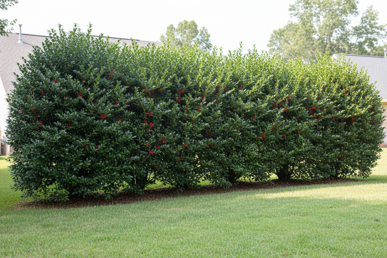 Eagleston Holly (Ilex X Attenuata) hedge in yard