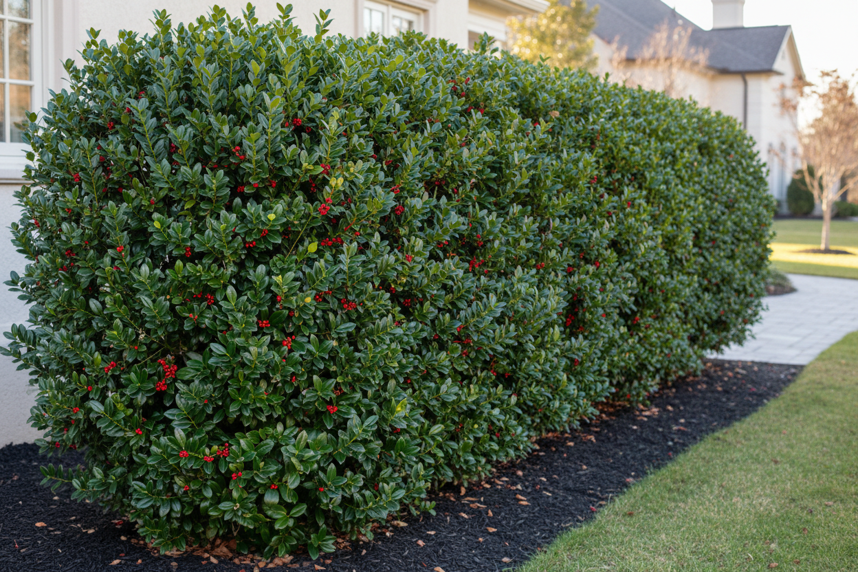 Eagleston Holly (Ilex X Attenuata) privacy hedge