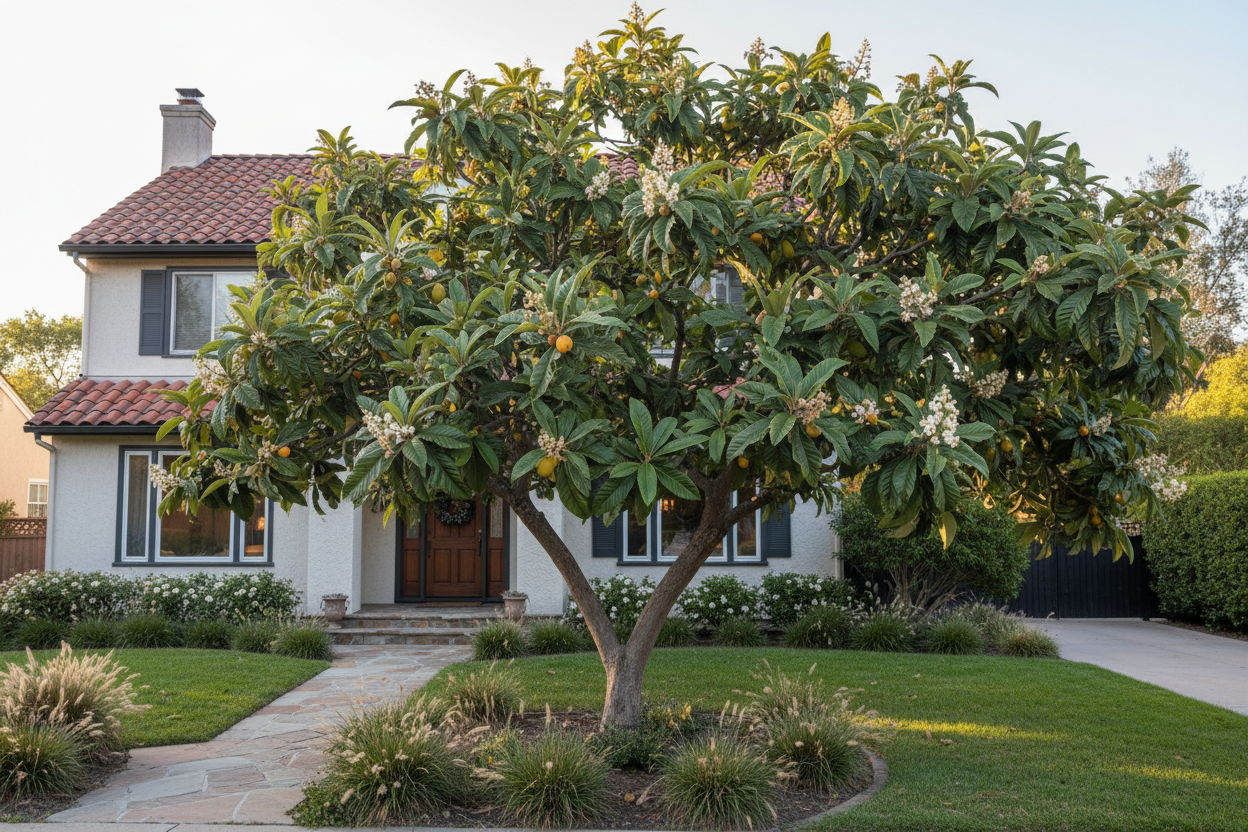 Eriobotrya Japonica in front of house
