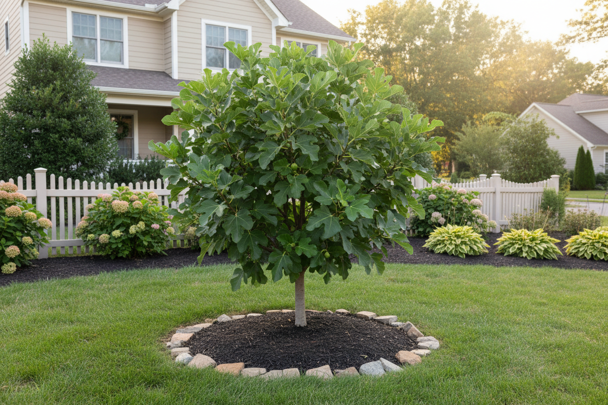 Fig Celeste (Ficus carica ‘Celeste’) small tree in front yard