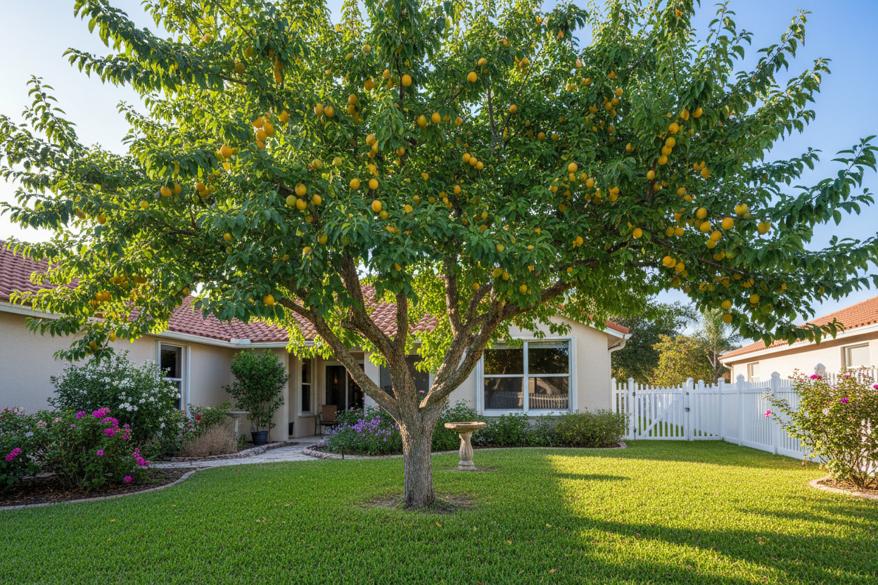 Florida Gold Plum tree in a yard