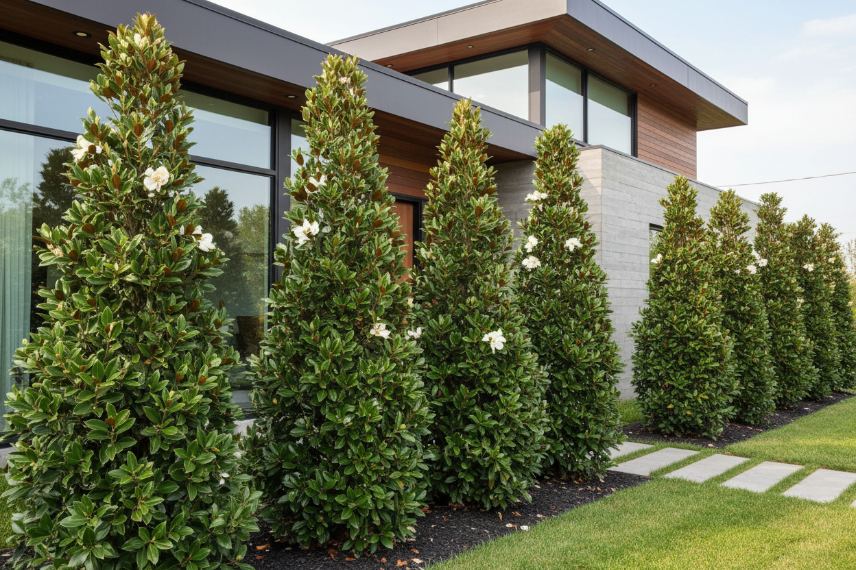 little gem magnolia planted next to house All sizes of Little Gem Magnolias – Stunning Florida Native for Your Landscape! Locally Grown in Florida! – Flowing Well Tree Farm