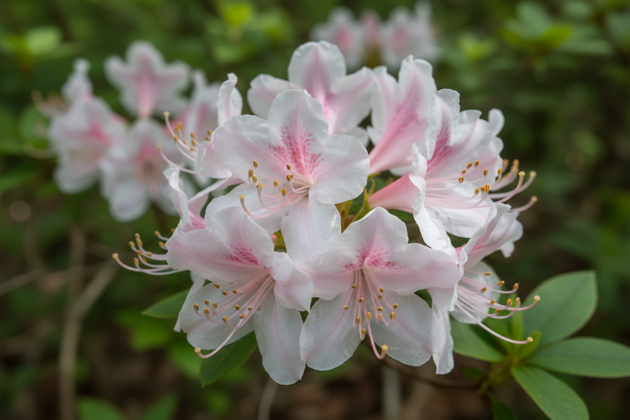 Native Azalea (Rhododendron canescens) up close of flowers