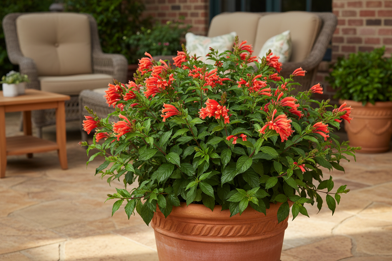Native Firebush (Hamelia Patens) as patio plant