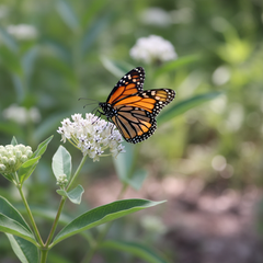 Native Milkweed White (Asclepias Perennis) with monarch butterfly