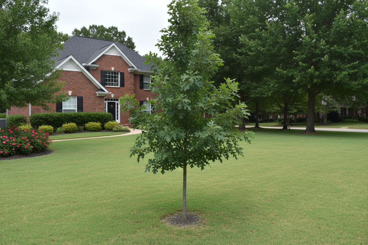 Nuttall Oak (Quercus Texana) small tree in yard