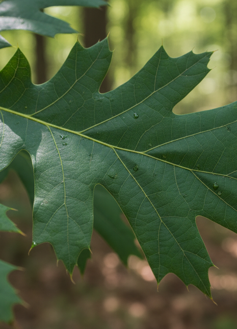 Nuttall Oak (Quercus Texana) leaf up close
