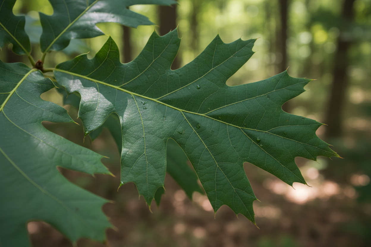 Nuttall Oak (Quercus Texana) leaf up close