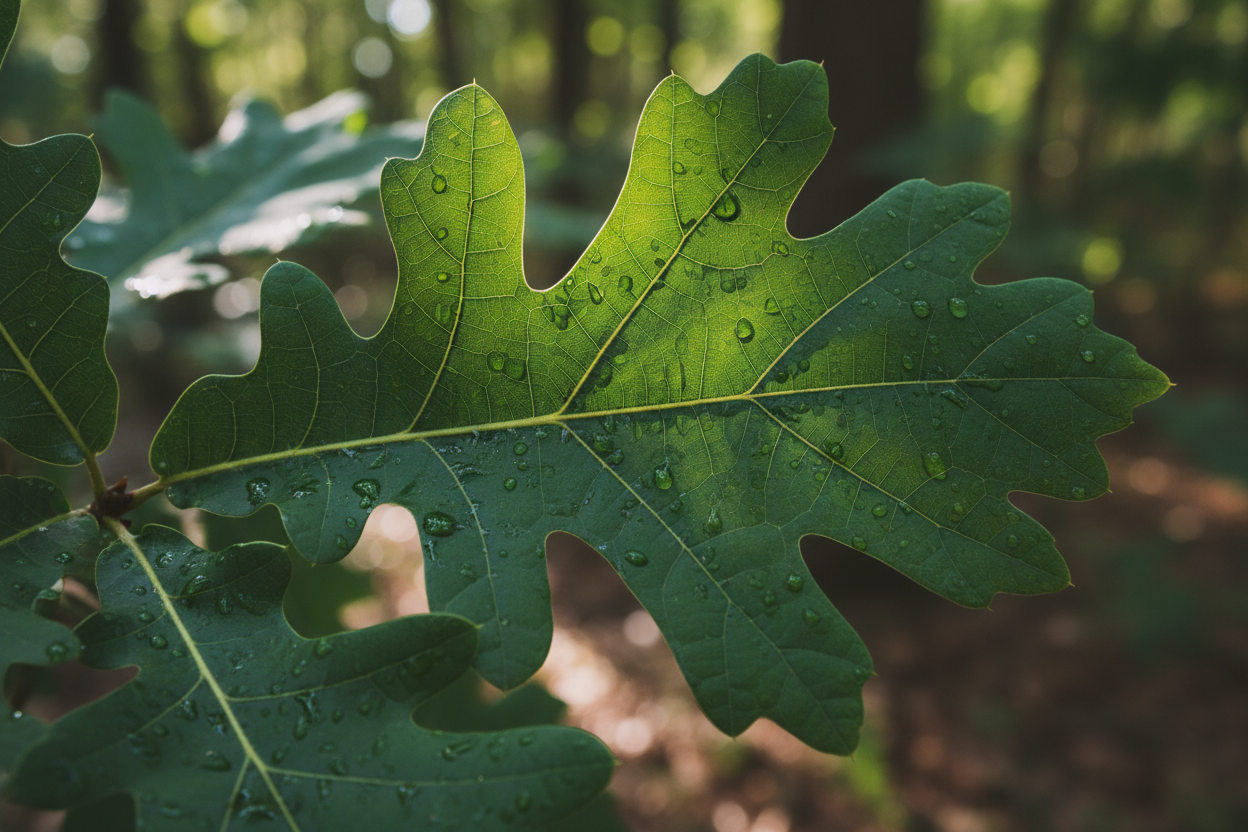 Overcup Oak (Quercus Lyrata) leaf up close