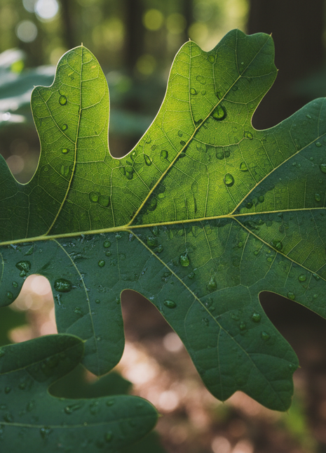 Overcup Oak (Quercus Lyrata) leaf up close