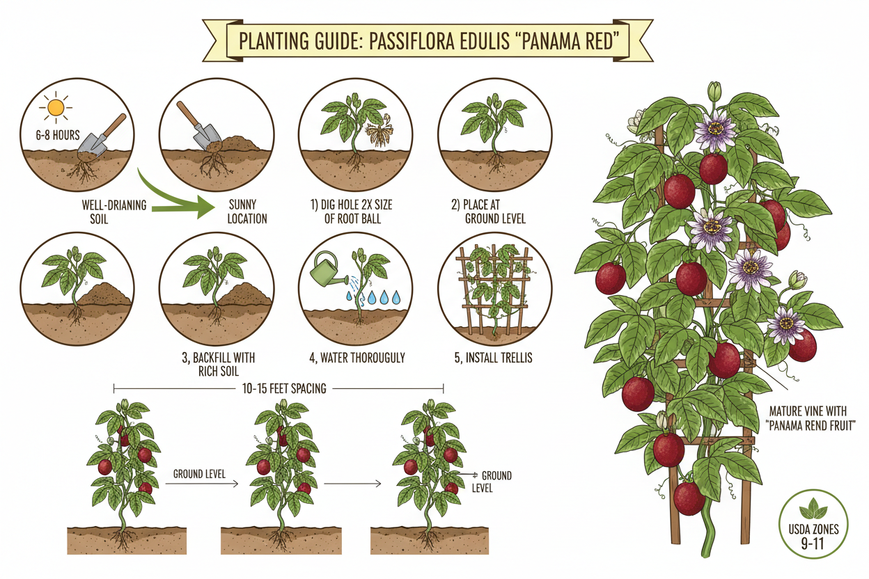Passion Fruit "Panama Red" (Passiflora edulis 'Panama Red)