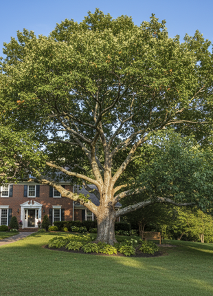 Swamp Chestnut Oak (Quercus Michauxii) tree in front yard