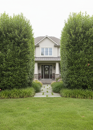 Wax Myrtle (Morella cerifera) as privacy hedge on each side of house