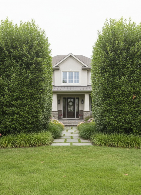 Wax Myrtle (Morella cerifera) as privacy hedge on each side of house